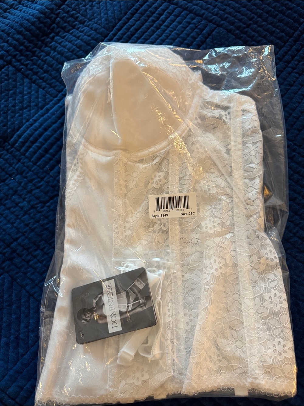 Dominique White Lace Bustier with Satin Panels - Picture 5 of 5